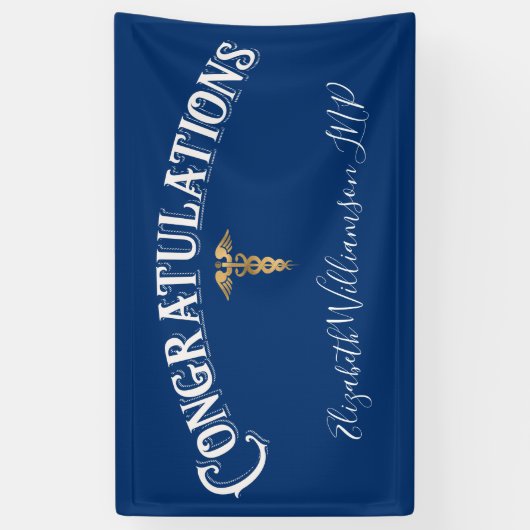 Gefeliciteerd Nurse Practitioner Medical Blue Spandoek (Verticaal)