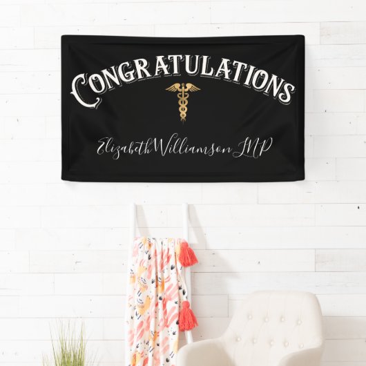 Gefeliciteerd Nurse Practitioner Medisch Elegant Spandoek (Insitu)