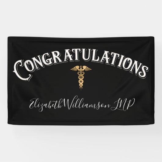 Gefeliciteerd Nurse Practitioner Medisch Elegant Spandoek (Horizontaal)