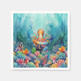 Gefeliciteerd Octopus Oceaan Zeedieren Water Visse Servet
