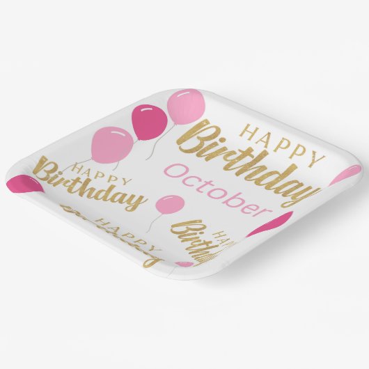 Gefeliciteerd oktober Birthdays Paper Bord (Gebogen)