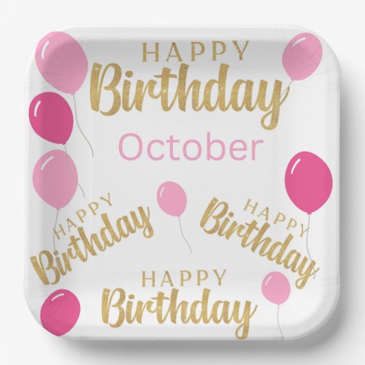 Gefeliciteerd oktober Birthdays Paper Bord (Voorkant)