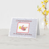 Gefeliciteerd oma Baby in Roze Kaart (Gele Bloem)
