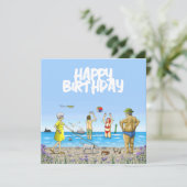 Gefeliciteerd op het strand kaart (Staand voorkant)