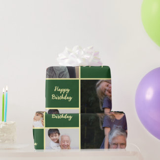 Gefeliciteerd Opa Aangepaste Fotocollage Cadeaupapier