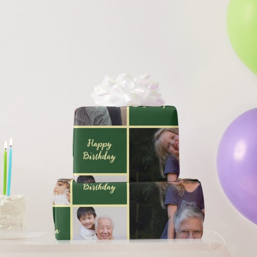 Gefeliciteerd Opa Aangepaste Fotocollage Cadeaupapier (Feestgeschenken)
