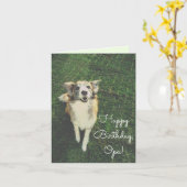 Gefeliciteerd, Opa! Neem een bal! Schattigee hond Kaart (Gele Bloem)