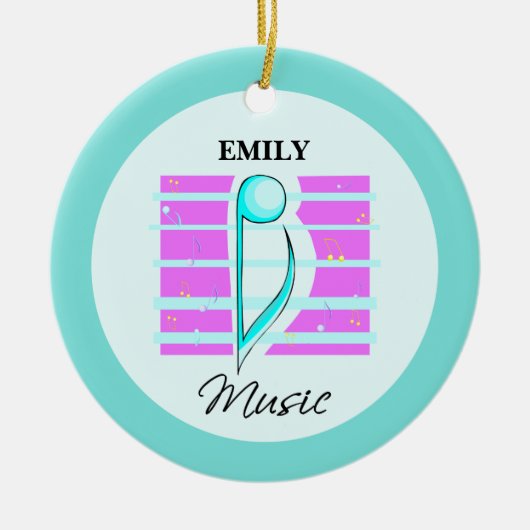 Gefeliciteerd, opmerking: muzikale prestaties keramisch ornament (Voorkant)