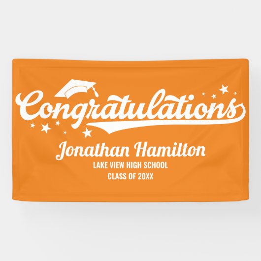Gefeliciteerd Oranje Afstudeerfeest Spandoek (Horizontaal)