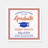 Gefeliciteerd Oranje en Blauw Modern Afstuderen Servet (Voorkant)