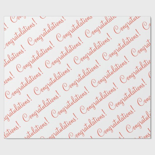 Gefeliciteerd Oranje Script Wrapping Paper Cadeaupapier (Vlak)