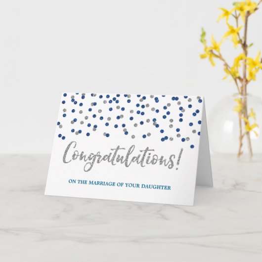 Gefeliciteerd ouders van Bride Silver Blue Kaart (Gele Bloem)