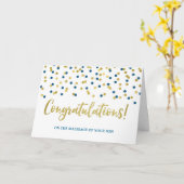 Gefeliciteerd ouders van de bruidegom Gold Blue Kaart (Gele Bloem)