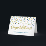 Gefeliciteerd ouders van de bruidegom Gold Blue Kaart<br><div class="desc">Trouwfelicitatiekaart voor de ouders van de bruidegom met blauw en goud confetti patroon.</div>