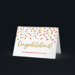 Gefeliciteerd ouders van de bruidegom Gold Red Kaart<br><div class="desc">Trouwfelicitatiekaart voor de ouders van de bruidegom met rood en goud confetti patroon.</div>