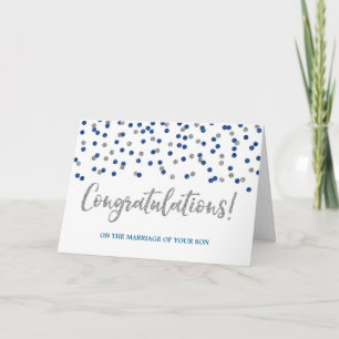 Gefeliciteerd ouders van de bruidegom Silver Blue Kaart