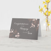 Gefeliciteerd ouders van de bruidegom vintage kaart (Gele Bloem)