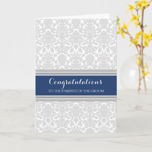 Gefeliciteerd ouders van de Groom Blue Grey Kaart (Gele Bloem)