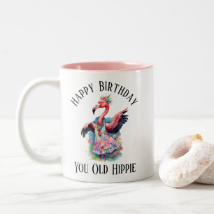 Gefeliciteerd Ouwe Hippie Zeventig Retro Tweekleurige Koffiemok