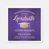 Gefeliciteerd, Paars en Gold Modern Afstuderen Servet (Voorkant)