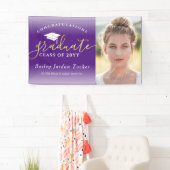 Gefeliciteerd Paars Gold Photo Afstuderen Spandoek (Insitu)