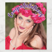 GEFELICITEERD Paars OVERLAY TEKST Wijnlabel Wijn Etiket (Enkel label)