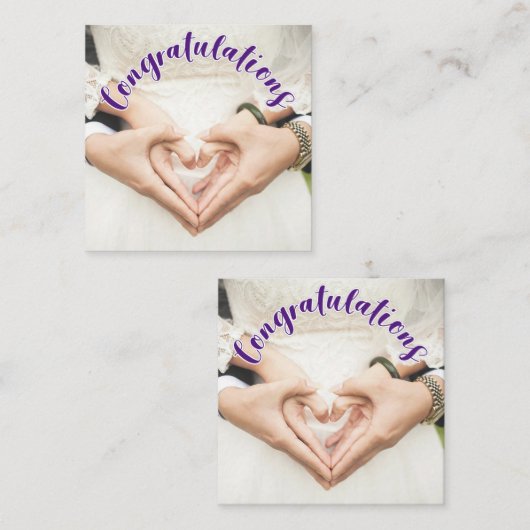 GEFELICITEERD Paars OVERLAY-TEXT Enclusekaart Informatiekaartje (Voorkant / Achterkant)