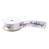 Gefeliciteerd! Paarse Casual middelgrote script Satijnen Lint (Spoel)