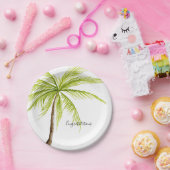 Gefeliciteerd palm Tree Custom Island Beach Papieren Bordje (Feest)