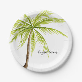 Gefeliciteerd palm Tree Custom Island Beach Papieren Bordje