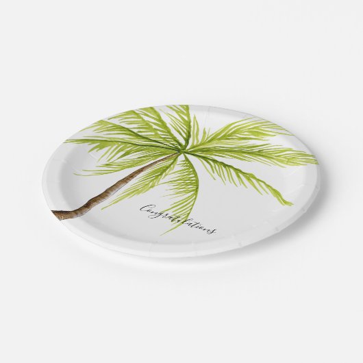 Gefeliciteerd palm Tree Custom Island Beach Papieren Bordje (Gekanteld)