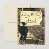 Gefeliciteerd papa  Auto Cowboy Klok Briefkaart (Voorkant / Achterkant)