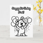 Gefeliciteerd papa!   Hond met ballonnen Kaart (Gele Bloem)