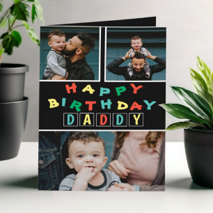 Gefeliciteerd Papa Kleurrijke 3 Foto Kaart