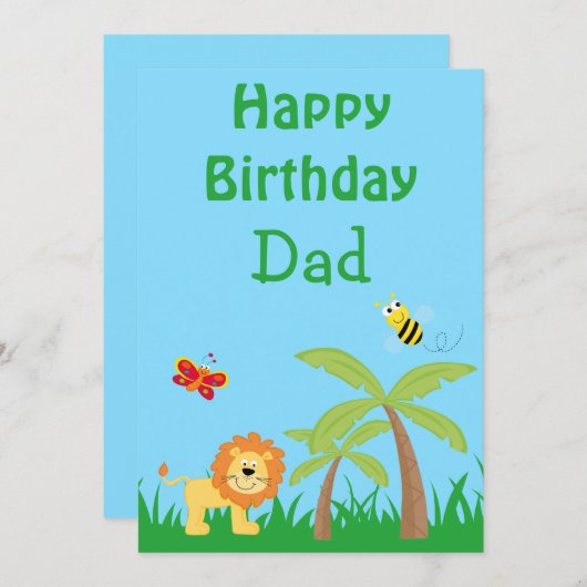 Gefeliciteerd Papa Kleurrijke Safari Feestdagenkaart (Voorkant / Achterkant)