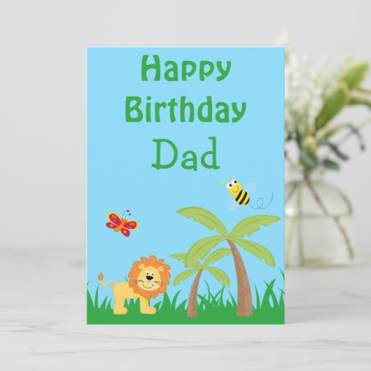 Gefeliciteerd Papa Kleurrijke Safari Feestdagenkaart (Staand voorkant)