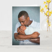 Gefeliciteerd Papa Mam Nieuwe Baby Foto Aangepast Kaart (Gele Bloem)