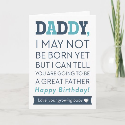 Gefeliciteerd papa, van groeiende baby kaart (Voorkant)