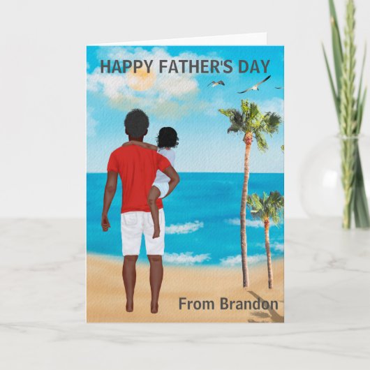 Gefeliciteerd papa van kind met bruin haar en brui kaart (Voorkant)