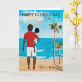 Gefeliciteerd papa van kind met bruin haar en brui kaart (Gele Bloem)