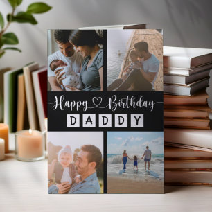 Gefeliciteerd papa zwart-wit fotocollage feestdagenkaart