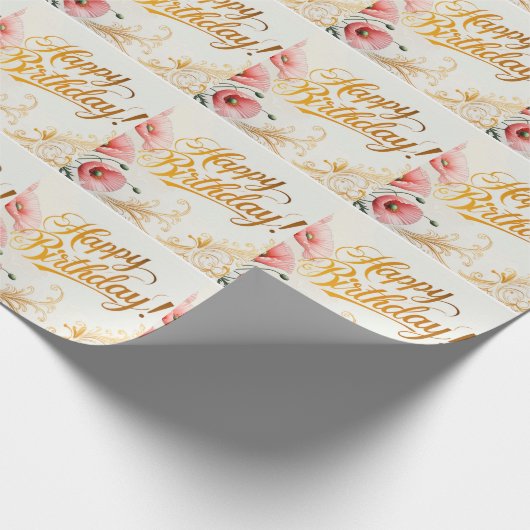 Gefeliciteerd, papavers, cadeaupapier (Hoek)