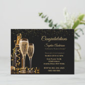 Gefeliciteerd Party-Black en Gold- Kaart (Staand voorkant)