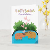 Gefeliciteerd Pas getrouwd paar Capybara zwemmen Kaart (Gele Bloem)