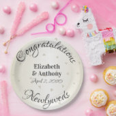 Gefeliciteerd Passen getrouwd Gold Hearts Paper Bo Papieren Bordje (Feest)