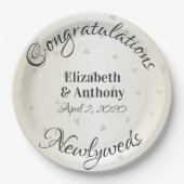 Gefeliciteerd Passen getrouwd Gold Hearts Paper Bo Papieren Bordje (Voorkant)