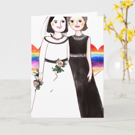 Gefeliciteerd Passen getrouwd | Lesbische bruiloft Kaart (Gele Bloem)