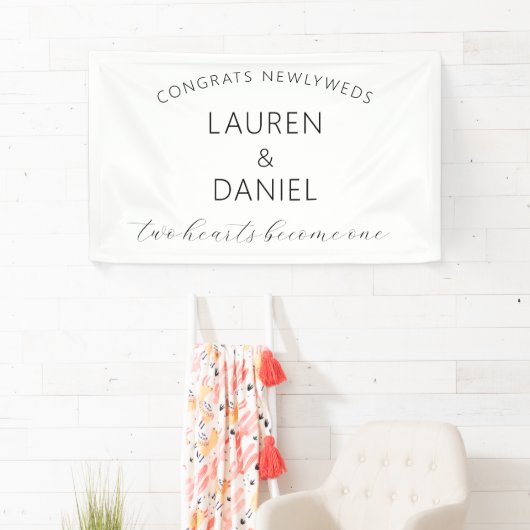 Gefeliciteerd Passen getrouwd Namen Script Wedding Spandoek (Insitu)