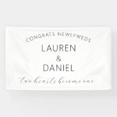 Gefeliciteerd Passen getrouwd Namen Script Wedding Spandoek (Horizontaal)