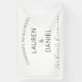 Gefeliciteerd Passen getrouwd Namen Script Wedding Spandoek (Verticaal)